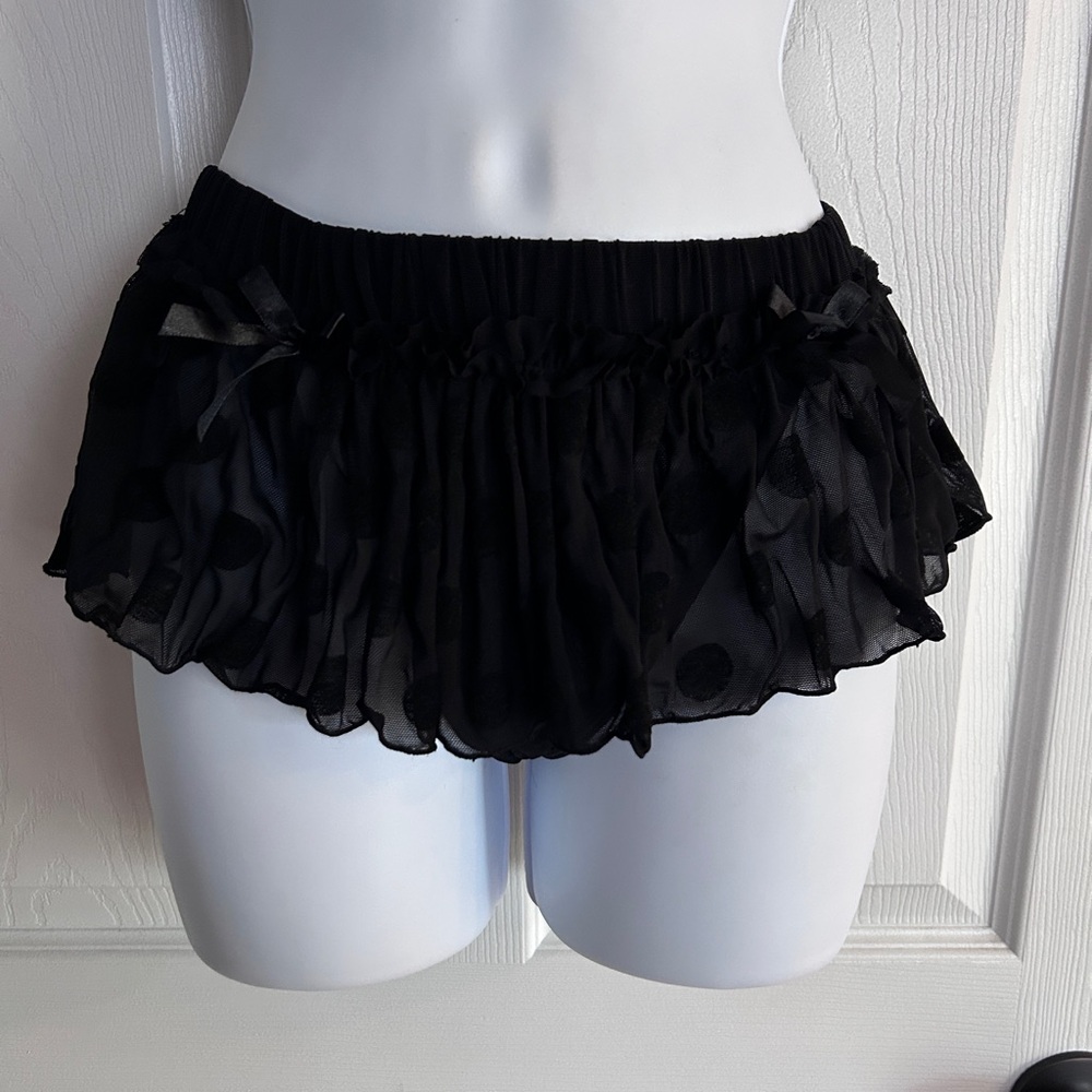 Black Sheer Ruffled thong panties